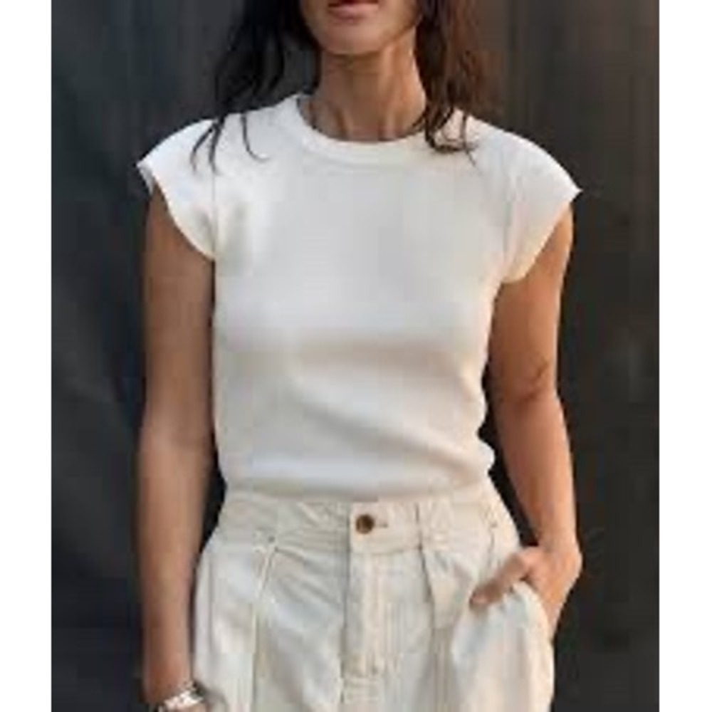 imogene + willie Cream Cap Sleeve Rib Tee